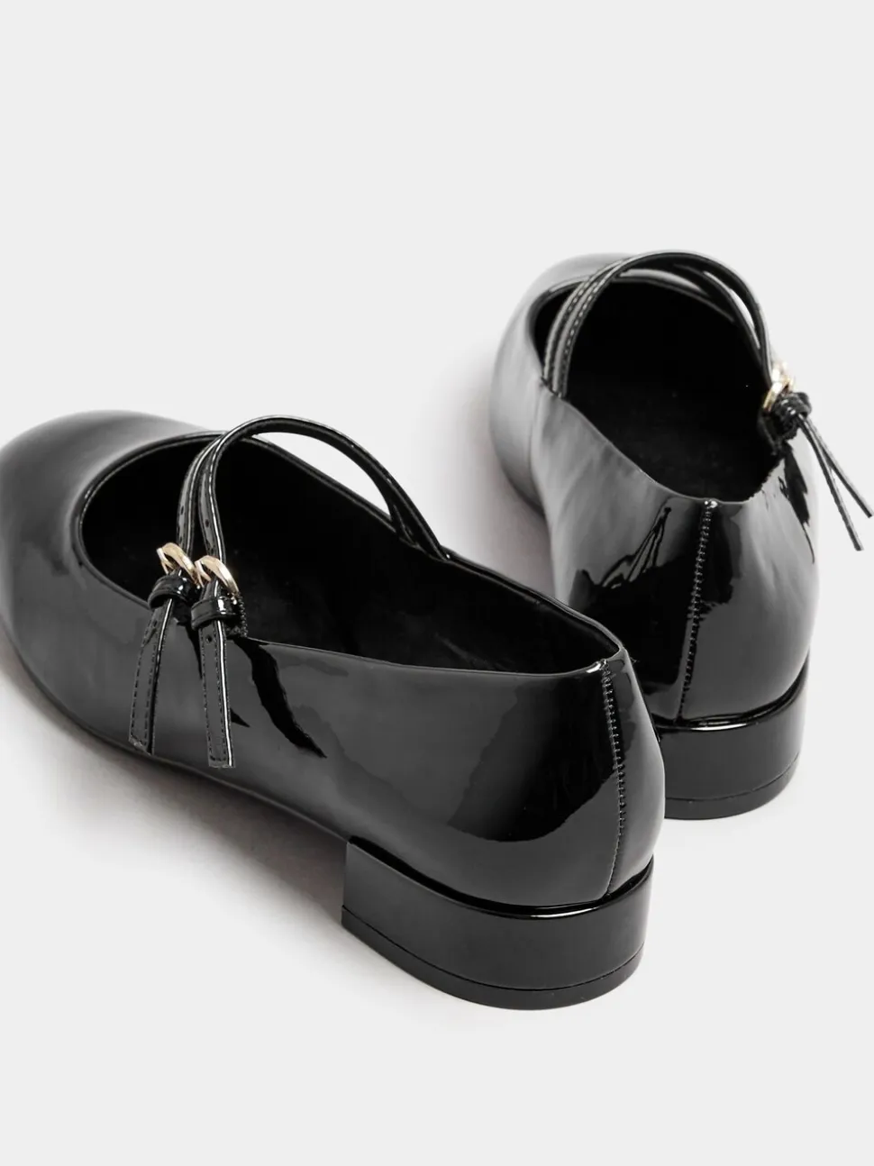 Noir - Yours Curve Extra-Wide Mary Jane Fit Low Block Patent Chaussures