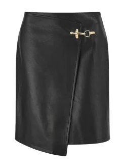 Noir - Yumi Mini Jupes enveloppantes en faux cuir