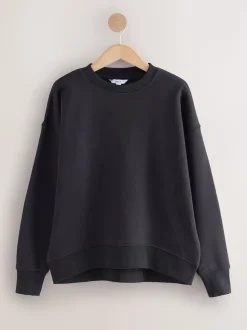 Noir absolu - Sweat-shirt super doux Peached Essentials à col rond et coutures