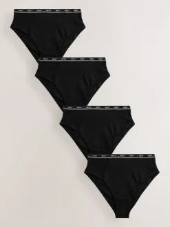 Noir avec logo noir - Lot de 4 culottes à logo en coton