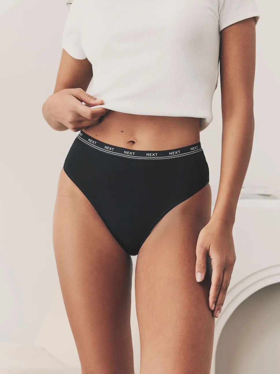 Noir avec logo noir - Lot de 4 culottes à logo en coton