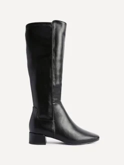 Noir en PU - Bottes hautes Linzi Revolve extensibles avec talon bas