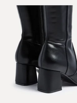 Noir en PU - Bottes Linzi extensibles hauteur genou à talons carrés