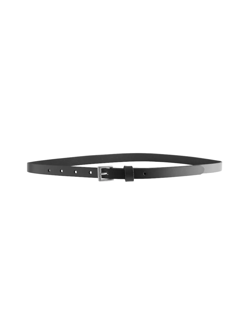 Noir et argent - Ceinture fine en cuir