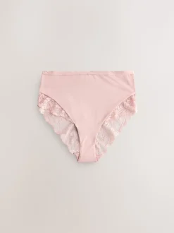 Noir fleuri/rose - Lot de 2 culottes taille haute en microfibre et dentelle