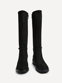 Noir foncé - Bottes Linzi Power hautes avec panneau latéral extensible et détail de boucle