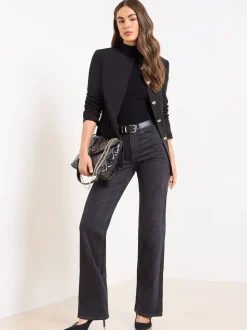 noir imprimé serpent - Lipsy - Jean à jambe large et à taille moyenne