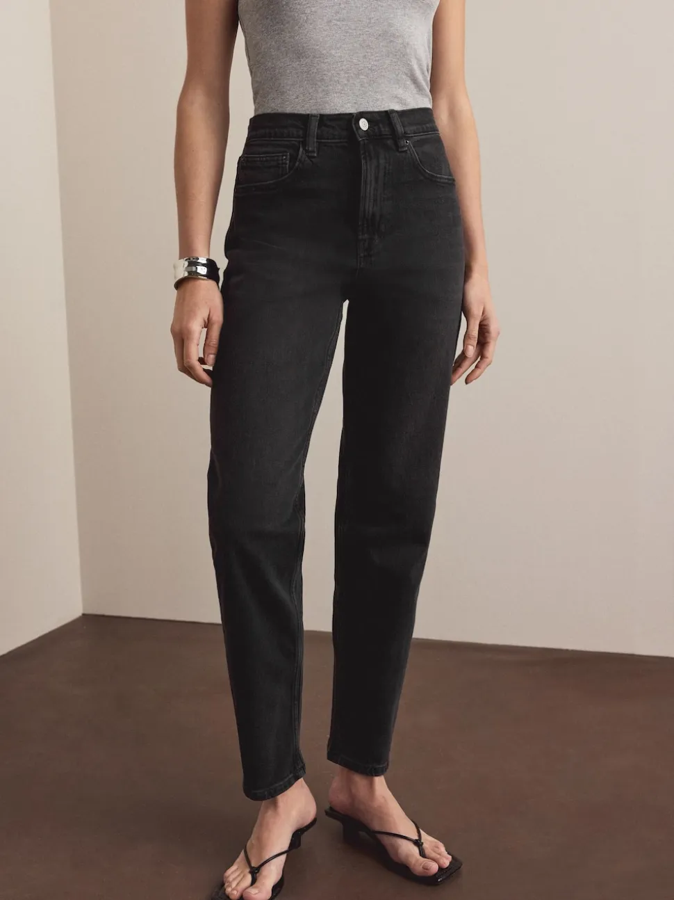 Noir lavé - Jean colonne extensible Mom Comfort