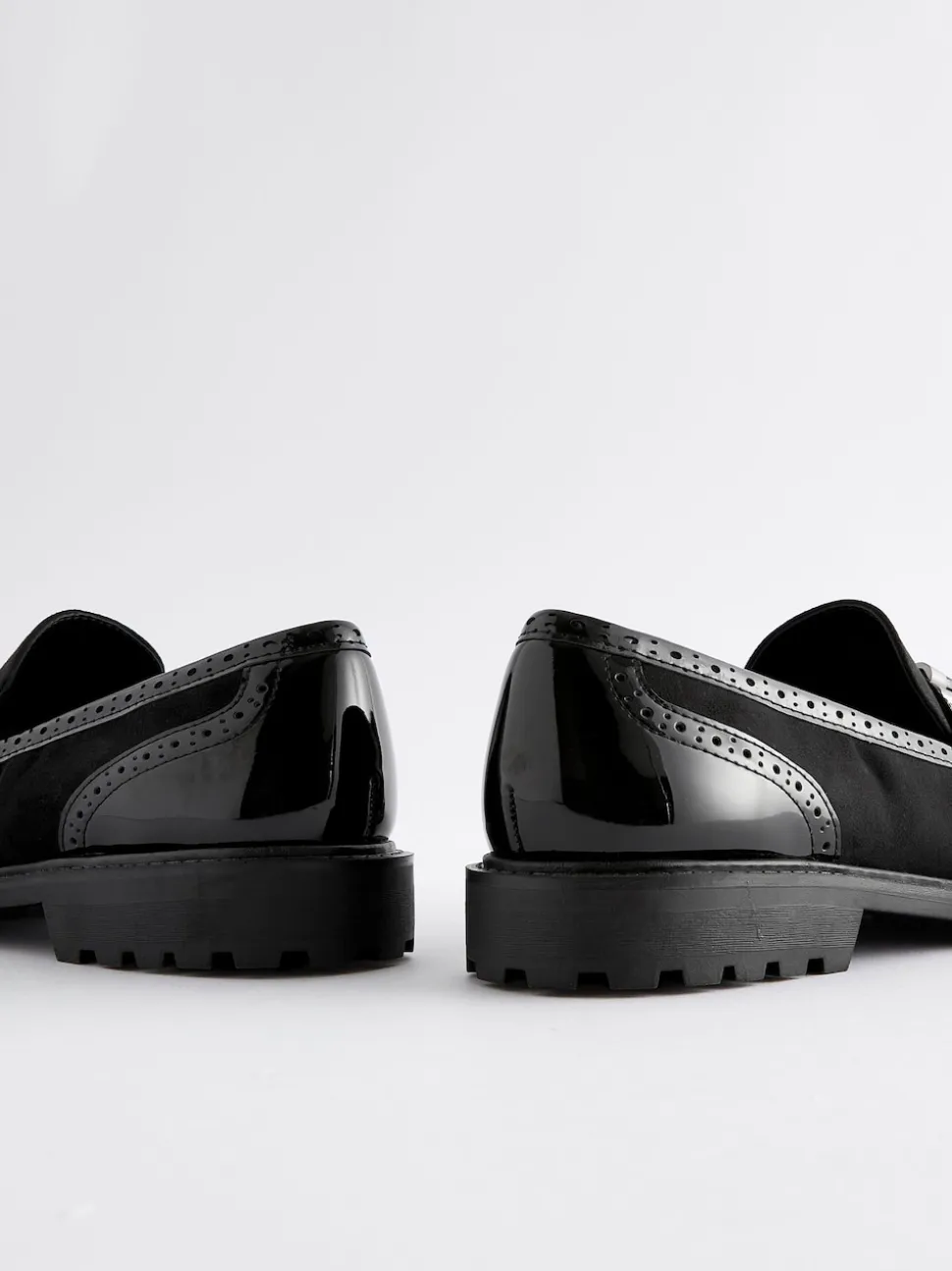 Noir mélangé - Mocassins épais à crampons et détails à glands