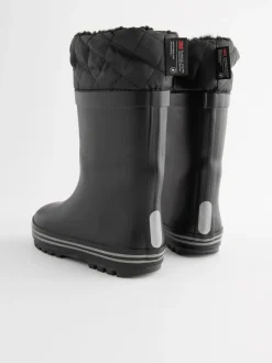 Noir monochrom - Bottes en caoutchouc fourrées