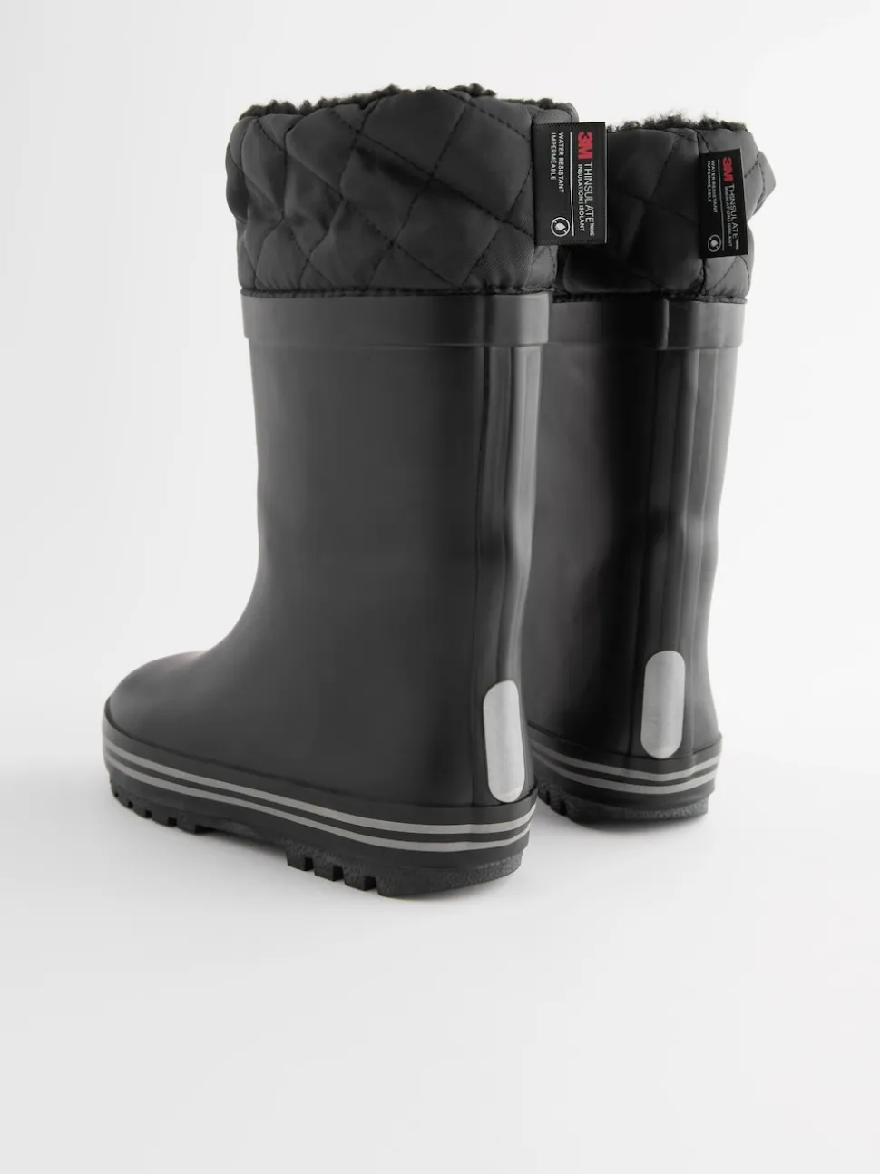 Noir monochrom - Bottes en caoutchouc fourrées