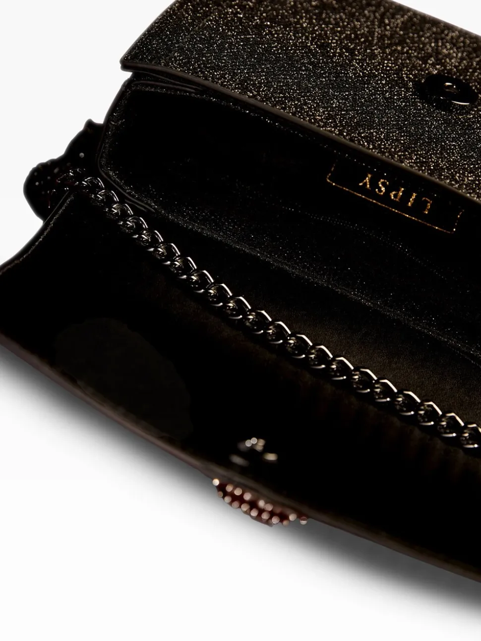 Noir pailleté - Sac à bandoulière Lipsy petite chaîne