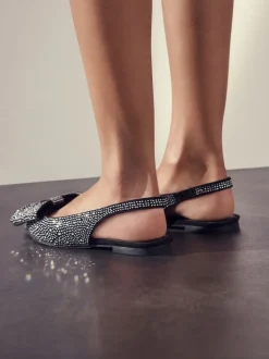 Noir thermocollé - Chaussures plates Forever Comfort® à bout pointu et bride arrière à nœud
