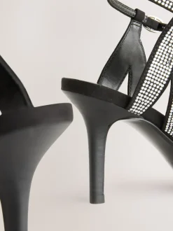 Noir thermocollé - Sandales à talons Forever Comfort® en cuir à talons avant et treillis