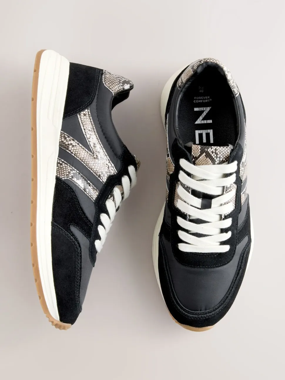 Noir/Animal - Baskets à lacets Forever Comfort® en cuir