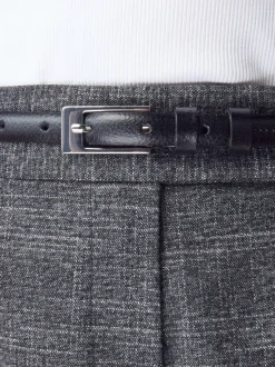 Noir/Argent - Ceinture N. Premium Skinny Made In Italie en Cuir
