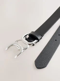 Noir/argenté - Ceinture Regular Statement en cuir à boucle