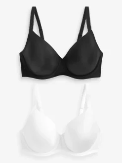 Noir/Blanc - DD Light Pad Soutien-gorge T-shirt à bonnets lissants 2 Pack