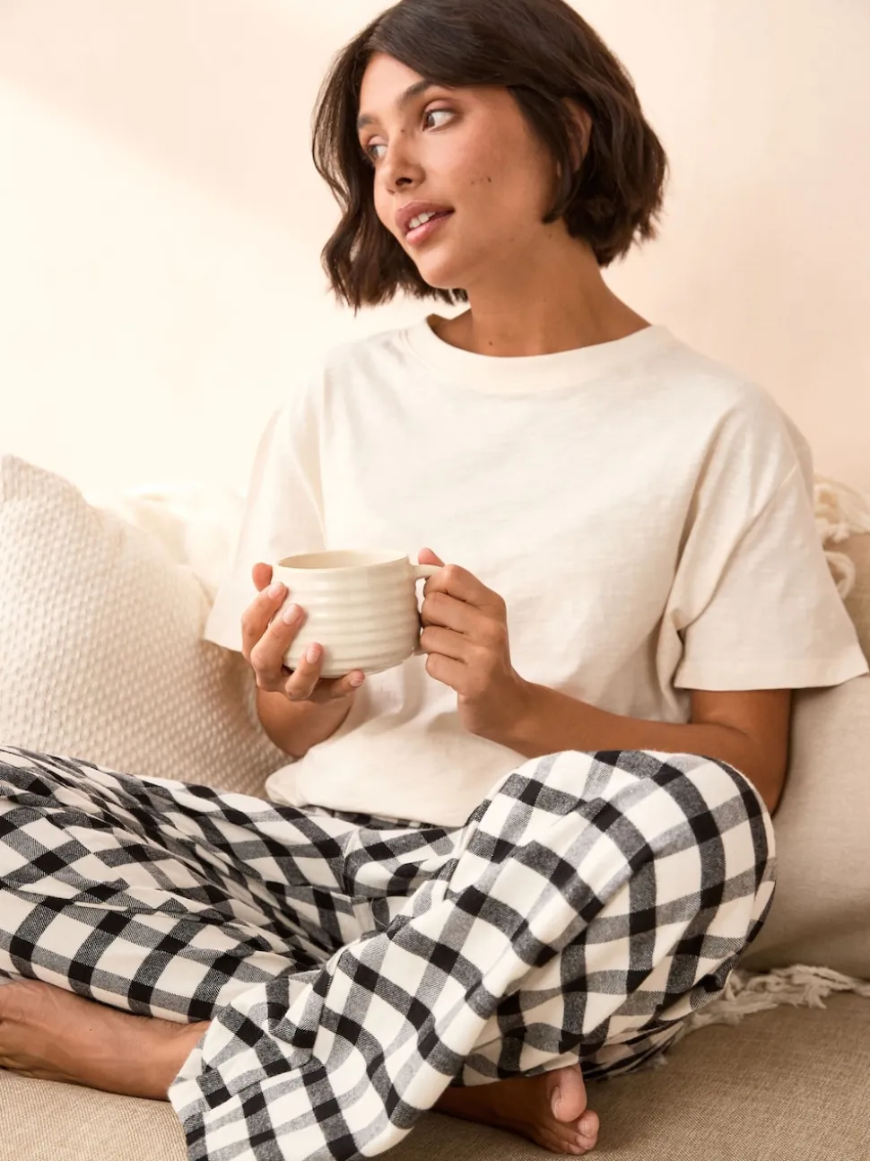 Noir/Blanc - 100de pyjamas % coton Manches Courts 2