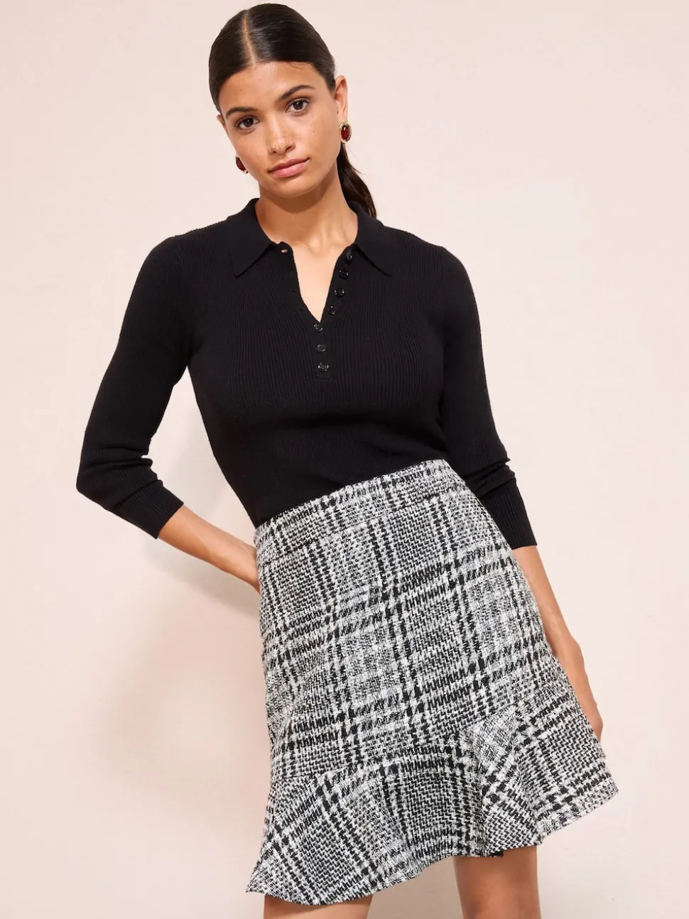 Noir/Blanc - Friends Like These mini-jupe flippy en boucle