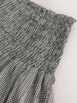 Noir/Blanc - Jupe longue vichy taille basse