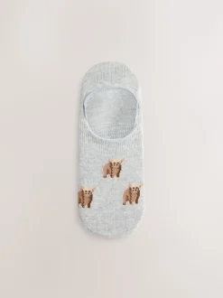 Noir/Blanc - Lot de 4 chaussettes de sport invisibles à rayures Hamish The Highland Cow