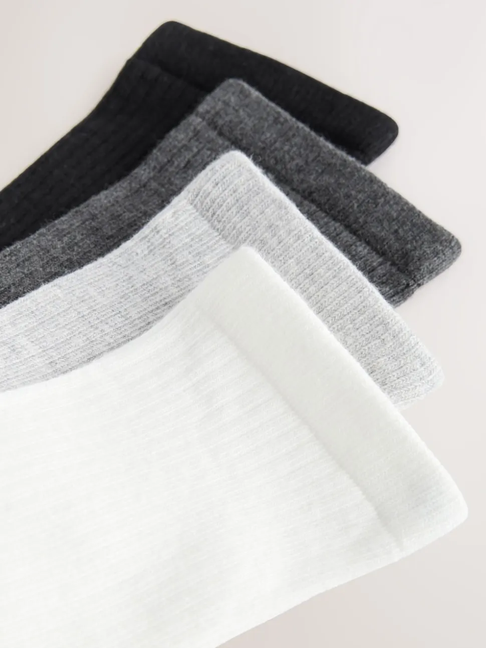 Noir/Blanc - Lot de 4 paires de socquettes en maille côtelée