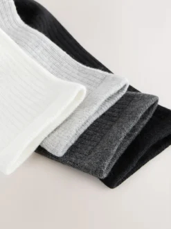 Noir/Blanc - Lot de 4 paires de socquettes en maille côtelée