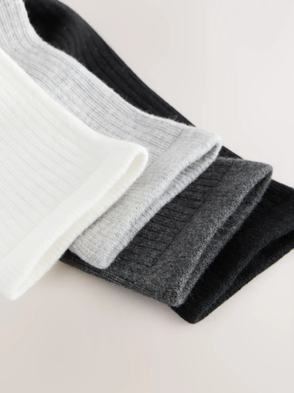 Noir/Blanc - Lot de 4 paires de socquettes en maille côtelée