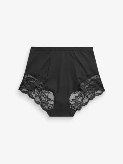 Noir/Blanc - Lot de 2 slips gainants en coton avec dentelle dans le dos