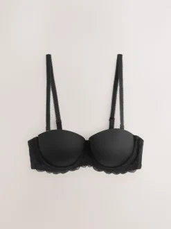 Noir/Blanc - Lot de 2 Soutiens-gorge multipositions sans bretelles à tampons légers A-E