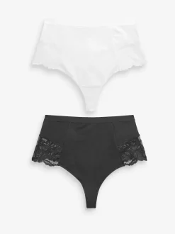 Noir/Blanc - Lot de Slips galbants gainants en coton 2