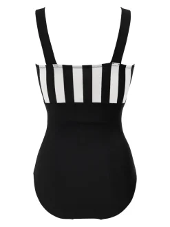 Noir/Blanc - Maillot de bain Pour Moi Palm Springs color block pour le contrôle du ventre