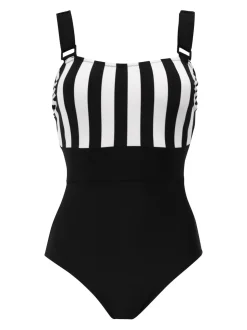 Noir/Blanc - Maillot de bain Pour Moi Palm Springs color block pour le contrôle du ventre