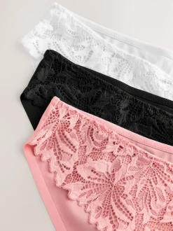 Noir/Blanc/Nu - Lot de 3 culottes NVPL en dentelle sur le devant