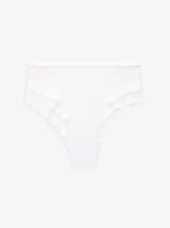 Noir/Blanc/Nu - Mesh Trim Taille haute High Leg Knickers 3 Lot