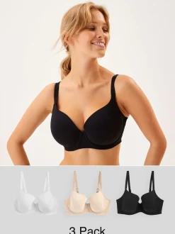 Noir/Blanc/Pastel Rose Nude - Lot de soutiens-gorge DD en coton Blend Ultimate Comfort 3