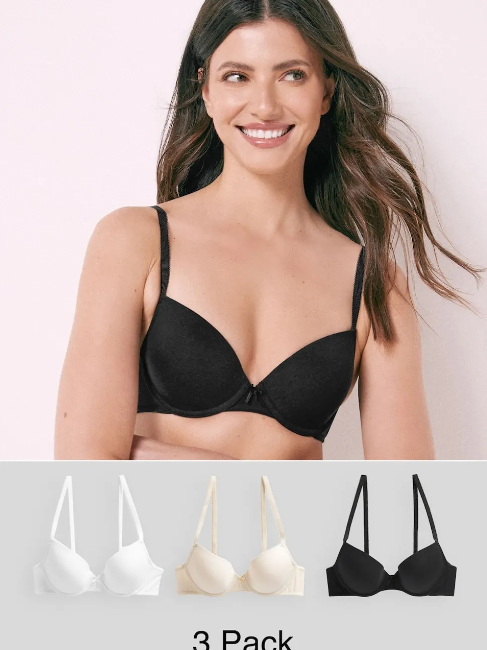 Noir/Blanc/Pastel Rose Nude - Lot de 3 soutiens-gorge en mélange de coton Ultimate Comfort