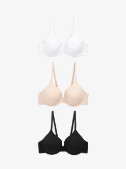 Noir/Blanc/Pastel Rose Nude - Lot de 3 soutiens-gorge en mélange de coton Ultimate Comfort