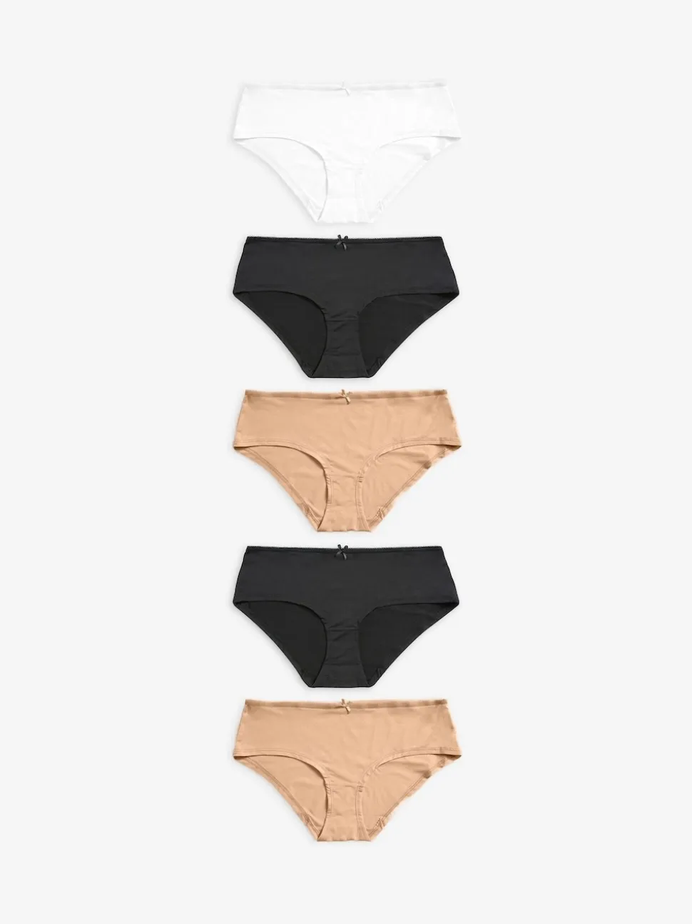 Noir/Blanc/Ppraline Nude - Culotte en microfibre 5 Pack