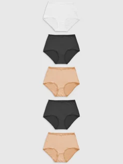 Noir/Blanc/Ppraline Nude - Culotte en microfibre 5 Pack