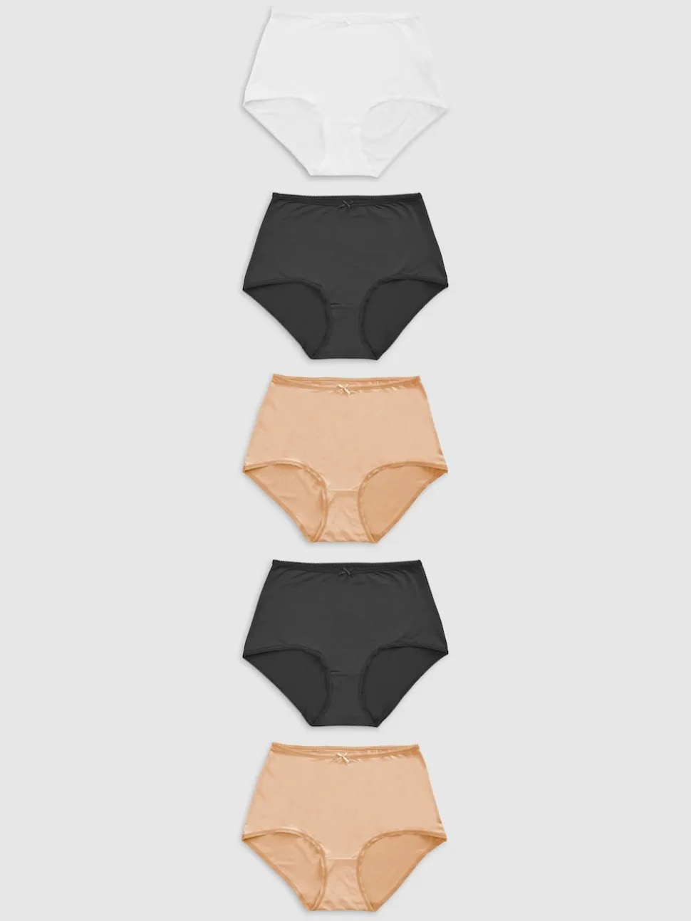 Noir/Blanc/Ppraline Nude - Culotte en microfibre 5 Pack