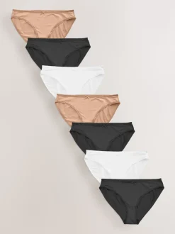 Noir/Blanc/Ppraline Nude - Culotte en microfibre 7 Pack