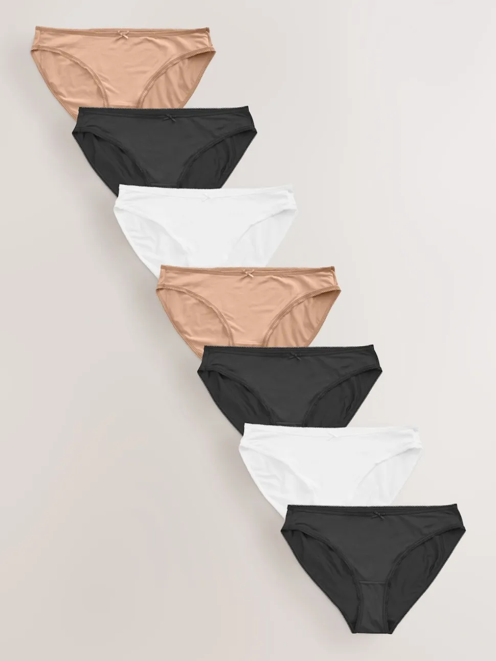 Noir/Blanc/Ppraline Nude - Culotte en microfibre 7 Pack
