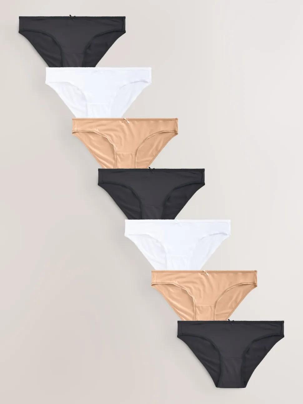 Noir/Blanc/Ppraline Nude - Culotte en microfibre 7 Pack