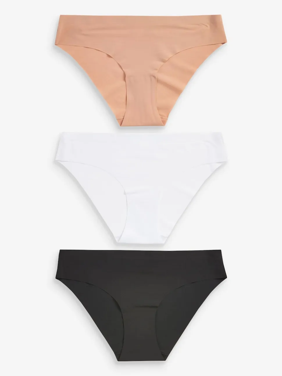 Noir/Blanc/Ppraline Nude - Lot 3 culottes invisibles et confortables