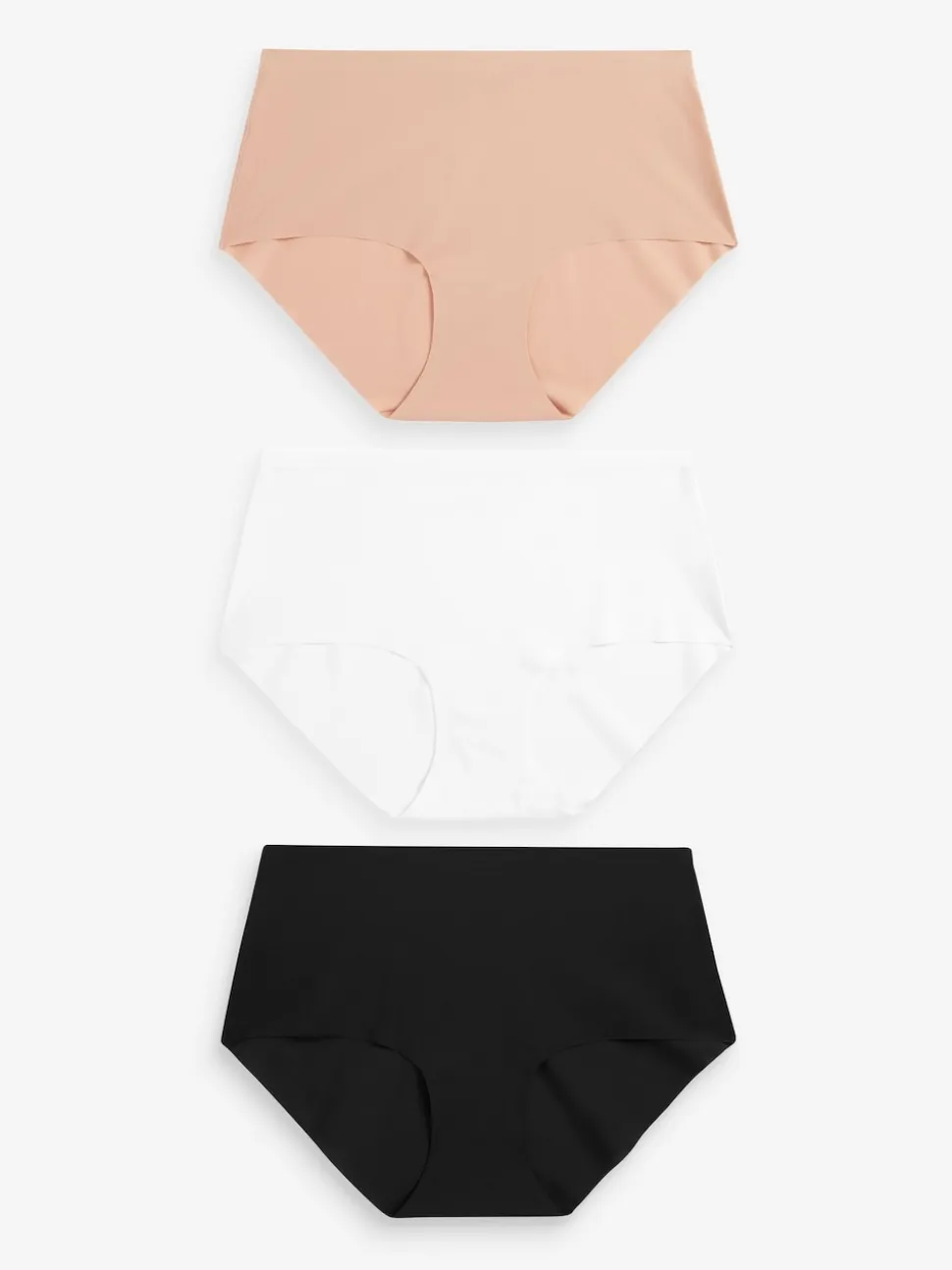 Noir/Blanc/Ppraline Nude - Lot 3 culottes invisibles et confortables