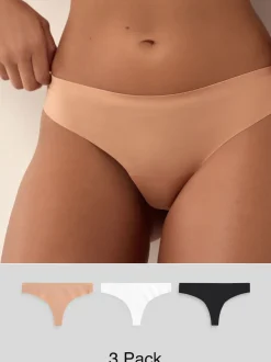 Noir/Blanc/Ppraline Nude - Lot 3 culottes invisibles et confortables