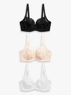 Noir/Blanc/Ppraline Nude - Soutien-gorge en dentelle DD+ 3 Pack