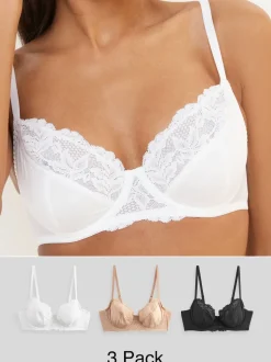Noir/Blanc/Ppraline Nude - Soutien-gorge à bonnets entiers sans coussinets